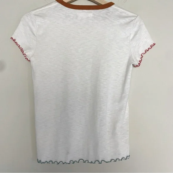 Madewell Colorblock Tipped Baby Tee Size Small 90s Inspired lettuce color hem - Picture 2 of 4